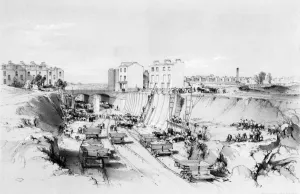 Albany Books Prints: From Bournes drawings of the London and Birmingham Railway 1839 Building the retaining