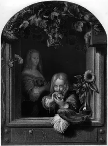 Vase Prints: Boy Blowing Bubbles (1663) - from the picture in the Royal Collection - Frans van Mieris the elder