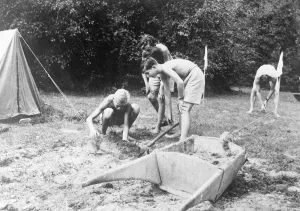 Boy king of Yugoslavia joins in the fun of camp life