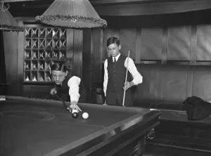 Boys Billiards Championship at the Burwat Hall, Soho Square lawrence Steeples