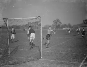 Boys playing Lacrosse at Sidcup County School, Kent. 12 February 1938
