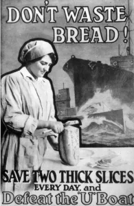 British Prints: Bread rationing poster 1917 Don t waste bread ! Save two thick slices every day