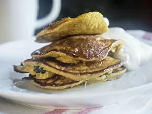 Blueberry Collection: Breakfast pancakes made with a batter of a banana, two eggs, and 2 tablespoons of