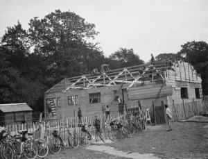 Frame Prints: The Bridgen scouts build there own headquarters. 1938