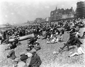 Brighton beach on the Whitsun holiday. 25 May 1920