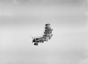 Monochrome Prints: Bristol Bulldogs fighters of No 32 Squadron in formation flying over Biggin Hill