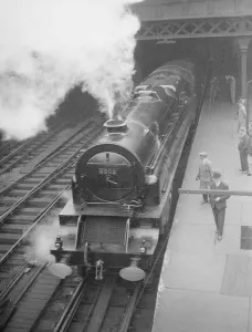 Stock Photography Prints: Britains first turbine driven locomotive on view at Euston. The Turbomotive at Euston