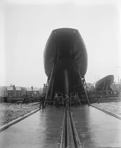 Britannia, ready for the waves. The kings famous racing cutter overhauled