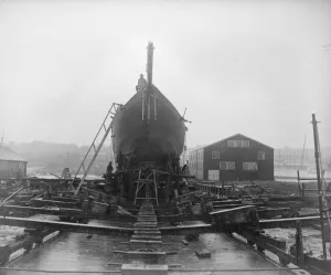 Britannia, ready for the waves. The kings famous racing cutter overhauled