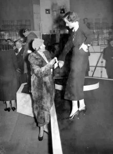 Fur Coat Prints: British Industries Fair at White City. Miss F. Horsburgh, M. P. (Dundee) inspecting