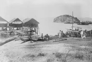 Indigenous Prints: British Papua New Guinea Port Moresby or Pot Mosbi in Tok Pisin, the capital
