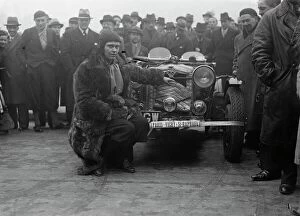 Press Photography Collection: British women competitors leave Paris at start of French motor rally. Miss Jackie Astbury