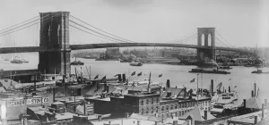 Brooklyn Bridge Peril The tremendously heavy traffic across the Brooklyn Bridge