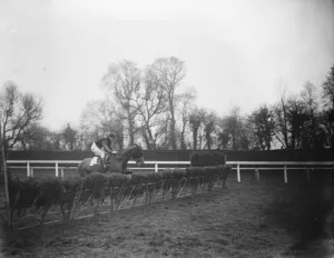 Jump Prints: Brownstown, taking a fence 1925