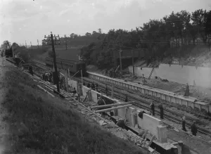 London Life Prints: Building the new Albany Park train station. 1935