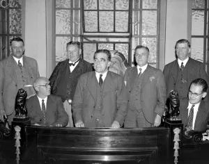 Building Trade Congress at Transport House. Back row, left to right: - Van Deth
