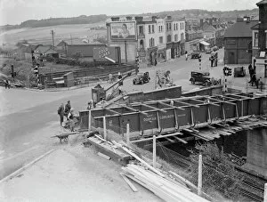 Workers Collection: Building work on the widening of the Swanley Bridge in Kent. 1938