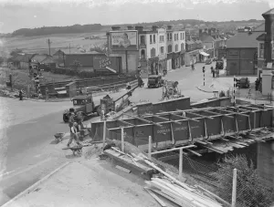Building work on the widening of the Swanley Bridge in Kent. 1938