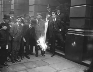 Burning one of a bundle of German flags which fetched ?50 at the Baltic exchange 17