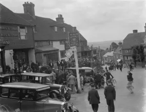 Vehicles Prints: Bustling village center outside the Ye Olde Starre and Crowne Hotel in Goudhurst