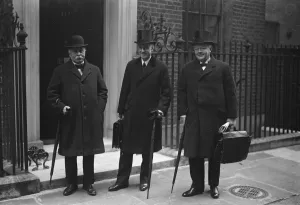 Cabinet and the league of nations. Left to right Mr Bridgeman, Sir Samuel Hoare