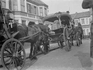 A cabmans funeral. The coffin of Mr William Rose passing through the streets of