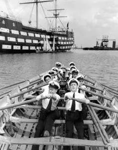 Shipping Prints: Cadets of HMS Worcester off Greenhithe Kent at rowing practice with their training