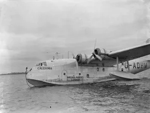 Caledonia takes off from Southampton on first experimental transatlantic flight
