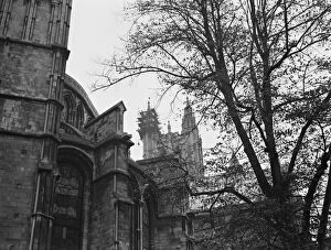 Scaffolding Collection: Canterbury Cathedral has repairs done to its spire. 1937