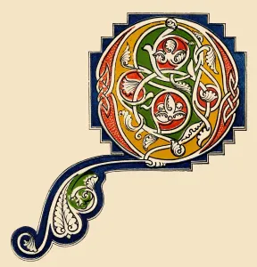 Mediaeval Prints: Capital letter Q - initial letter taken from a MS in the Royal Library at Paris