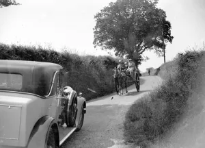 Lane Prints: Car and a pony and trap. 1934