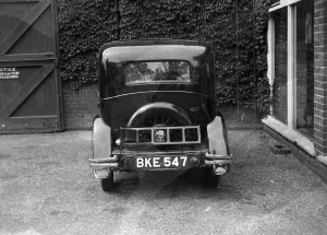 Parked Prints: Car repairs at Westerham Motor Works. 1934