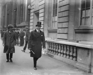 After the Carlton Club meeting. Major General Sir Charles Townshend leaving