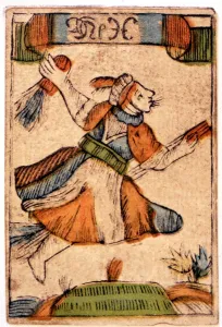 Hallow Prints: Cartomancy Playing Cards The Witch (Hex) from a pack of cards for an old Rheinish
