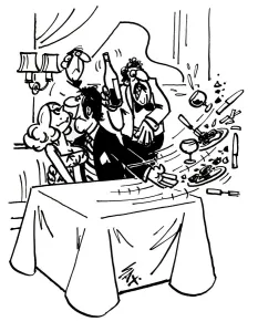 Illustration Prints: Cartoon by Sax Another satisfied customer. Not right now waiter, I m being served already