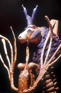 Carving Ram in a Thicket - one of a pair found in Death Pit of Royal Tombs in the Carving Ram in a Thicket - one of a pair found in Death Pit of Royal Tombs in the