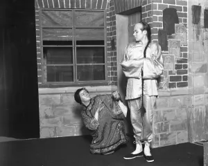 Performing Prints: The Cat and the Cherub at the Stansted Theatre. Mrs M J Bartlett as Hwah Kwee