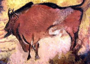 Esoterica Prints: CAVE ART. Prehistoric painting of Bison on the walls of Lascaux cave