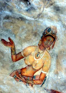 CAVE PAINTINGS Fresco painting of a cloud maiden in the cave beneath the ancient