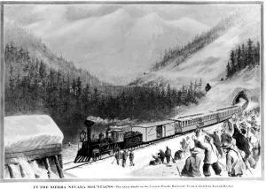 Central Pacific Railroad are constructing the western end of a road to connect with