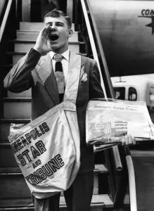 Youth Prints: Champion American newspaper boy arrives in London. When the American Minneapolis Star