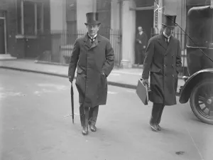 The Chancellor leaves Downing Street with the budget secrets. Mr Stanley Baldwin