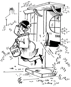 Illustration Prints: Charity giving or chugging? Cartoon by Sax Usually paying little or no attention
