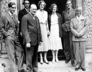 Actor Prints: Charlie Chaplin with Mr and Mrs Winston Churchill and members of a house party at Chartwell Manor