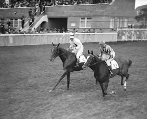 Horses Prints: Chatsworth ( No. 4 ) and Aoudala ( No. 13 ) at Goodwood Racecourse, Sussex
