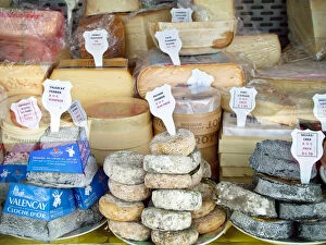 French Collection: Cheese stall in market in Pas-de-Calais, northern France, selling inter al. Pont