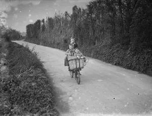 Nostalgia Prints: Four children on a bike in the country. 1936