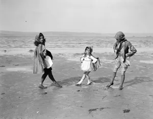 Children Through the Centuries. Rehearsing a pageant on Weymouth Sands, Dorset