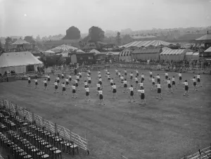 Drill Prints: Children from Dartford Technical College in Kent perform a drill display in the main