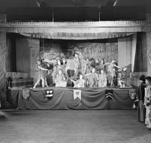 Children from Our Ladys High School in Dartford, Kent, performing a school play